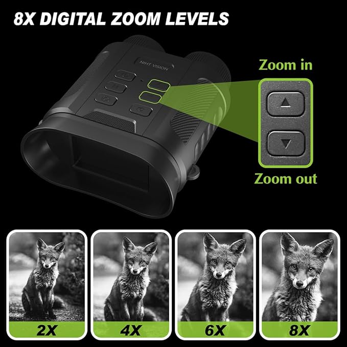 Night Vision Goggles - 4K HD Upgraded 850nm IR Night Vision Binoculars - 8X Digital Zoom, Rechargeable Night Vision Device with Camera Built in, Save Photos and Videos, Flashlight for Camping Hunting