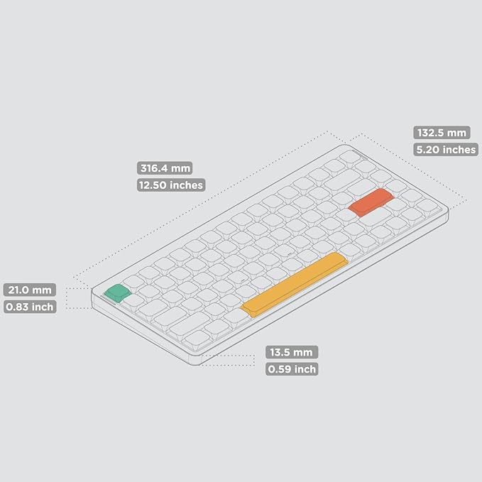 nuphy Air75 V2 Portable 75% Mechanical Keyboard,Wireless Keyboard,Supports Bluetooth/2.4G/USB-C RGB Gaming Keyboards,Compatible with Windows/Mac OS/Linux Systems Grey-Gateron Aloe Switch