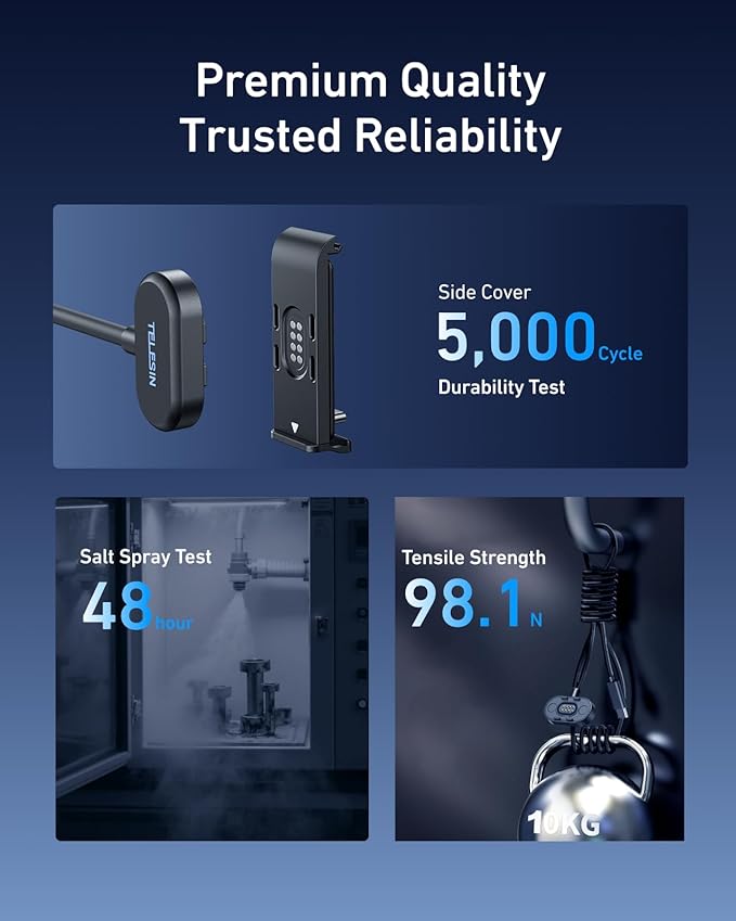 TELESIN Magnetic Charging Side Cover Battery Door and Power Cable Kit for GoPro Hero 13 Hero 12 Hero 11 Hero 10 Hero 9 Contacto Water Snow Resistant Replacement Charging Mount for Go Pro Accessories