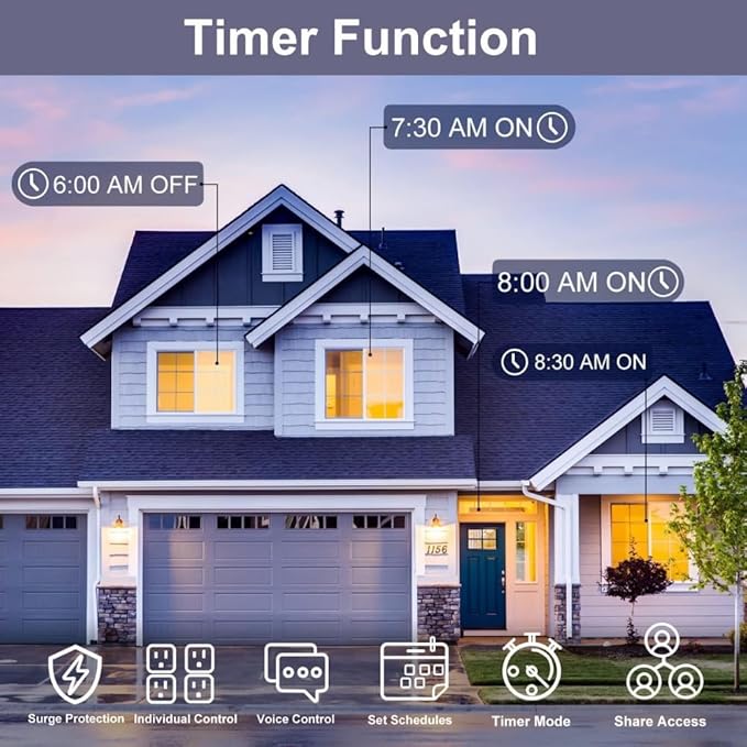 ZigBee Smart Plug Power Strip, Surge Protector with 4 Individually Controlled Smart Outlets and 4 USB Ports, 5FT Flat Extension Cord, Only for 2.4 GHz Wi-Fi, Compatible with Alexa & Google Home