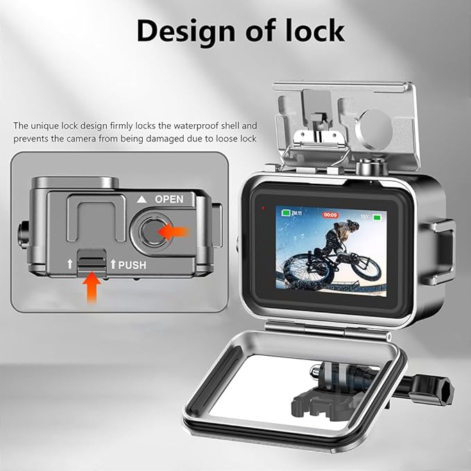 Aluminum Alloy Waterproof Case for GoPro Hero13/Hero12/Hero11/Hero10/Hero9 Black,40M/131FT Underwater Diving Housing Protective Shell for Hero13/12/11/10/9 Black Camera Accessories