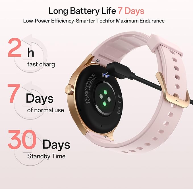 Smart Watches for Women,1.27" HD Touchscreen SmartWatch(2 Bands) with Bluetooth Calls (Make/Answer),Fitness Tracker with Heart Rate/Sp02/Sleep Monitor,110+ Sport Modes (Pink, 1.27)