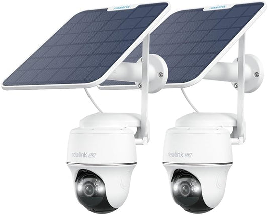 REOLINK 4K 4G LTE 360° Cellular Security Camera Wireless Outdoor +128G SD Card - 2Pack, No WiFi Solar Powered, SIM Card Included, 8MP Color Night Vision, Local/Cloud Storage, Go PT Ultra+Solar Panel 2