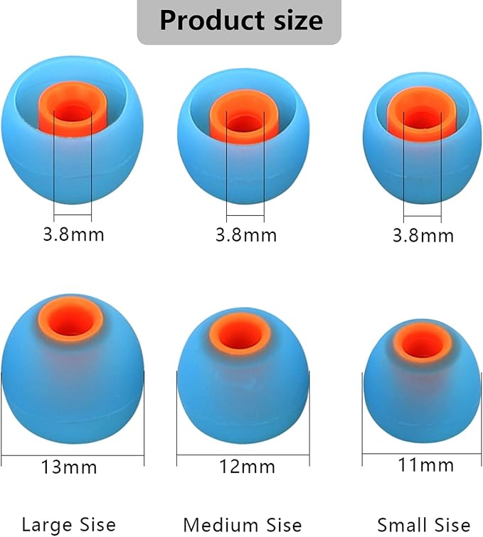Earbud Replacement Tips Silicone Earbud Tips Earbud Caps Fit for in-Ear Headphones (Inner Hole 3.8mm -5.1mm) Earbud Rubber Tips Ear Tips 9 Pairs S/M/L