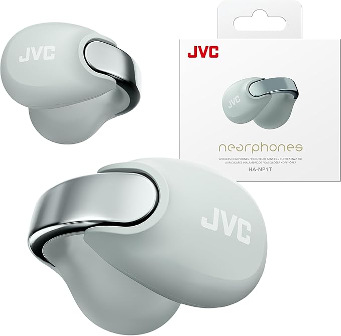 JVC Nearphones Open Ear True Wireless Headphones - Open Ear Earbuds - Bluetooth 5.3-24H Playback - IPX4 Water Resistant - Built-in Mic - Awareness & Comfort - Ear Clip Earbuds - HANP1T