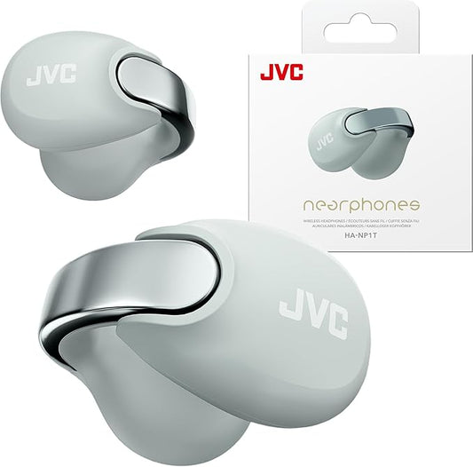 JVC Nearphones Open Ear True Wireless Headphones - Open Ear Earbuds - Bluetooth 5.3-24H Playback - IPX4 Water Resistant - Built-in Mic - Awareness & Comfort - Ear Clip Earbuds - HANP1T