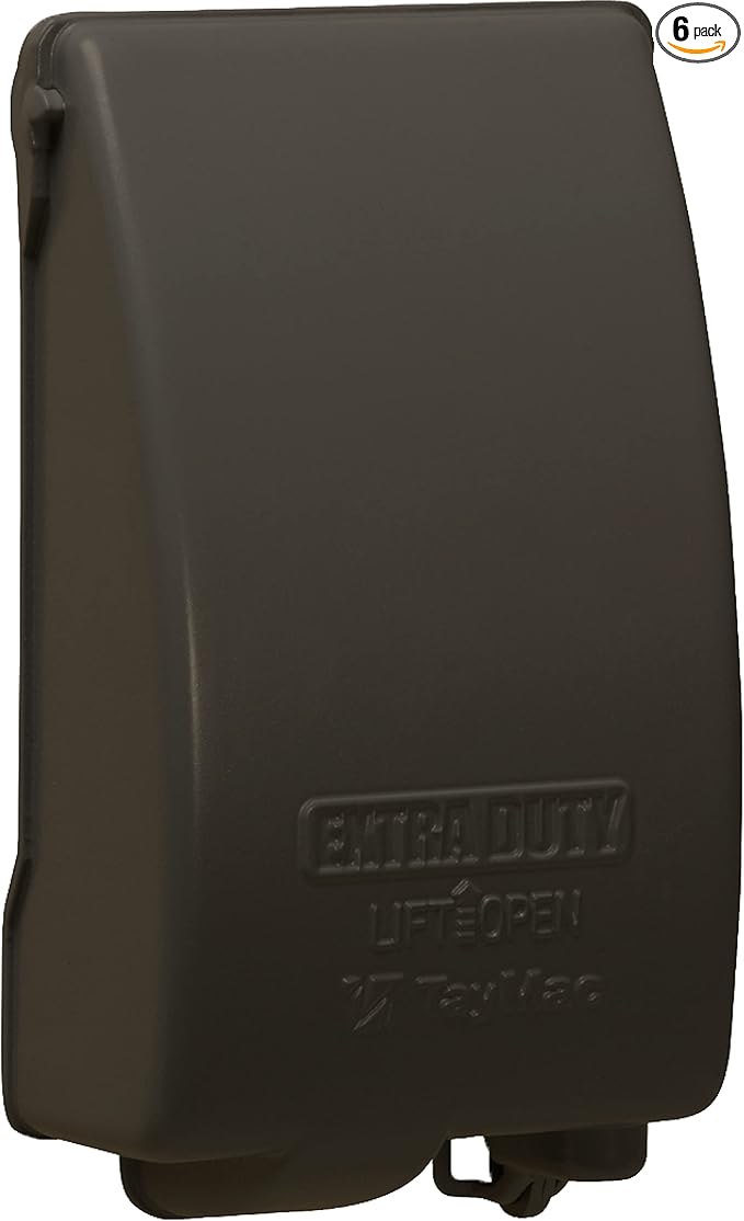TayMac MX4280Z EXTRA DUTY Bronze 1-Gang Expandable Weatherproof In-Use 2-in. to 3-1/2-in. Electrical Outlet Cover, Vertical, Outdoor Outlet Cover for Electrical Box, UFAST Configuration (Pack of 6)