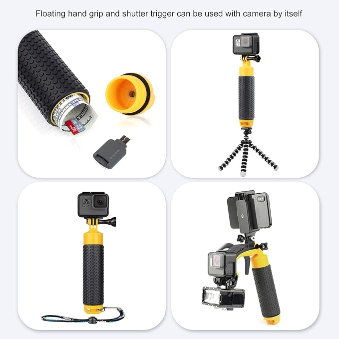 Dome Port for GoPro Hero 2018/7/6/5 Black - Go Pro Dome Port Lens with Waterproof Housing Case Trigger Floating Hand Grip for Hero7 Silver/White Underwater Photography