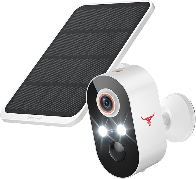1080p Wireless Security Camera with Solar Panel, 2.4GHz Wi-Fi, Color Night Vision, Home Security System, PIR Motion Detection, 2-Way Talk, Outdoor Surveillance Bullet Cam (1 Pack)