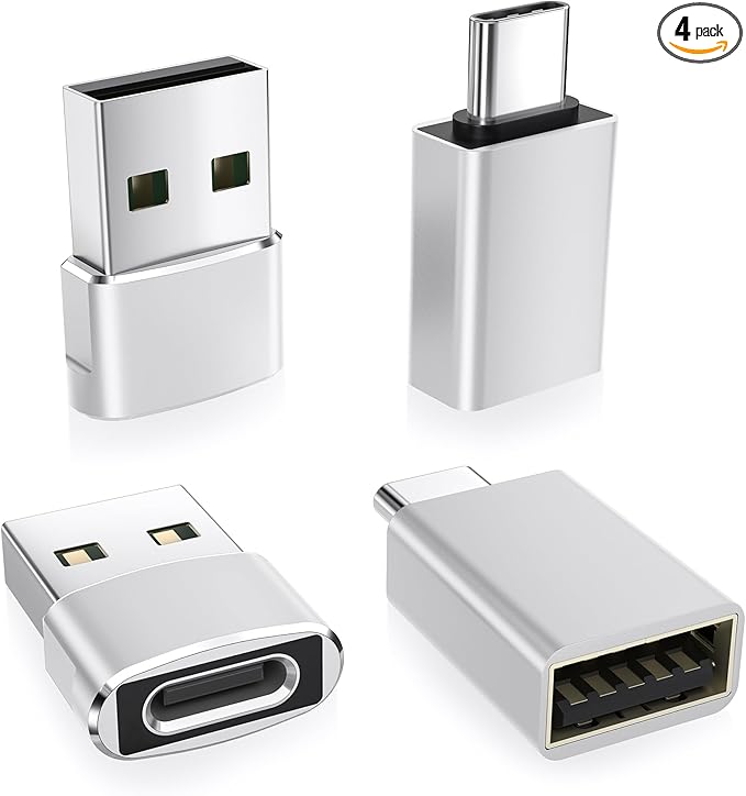 Basesailor USB to USB C Adapter with C Male to 3.0 Female Charger 4P,Thunderbolt 4 OTG Converter for MacBook,iWatch 9 10 11,iPhone 17 16 15 14 13 Plus Pro Max Mini,Galaxy S24 S23 S22,iPad Air,AirPods