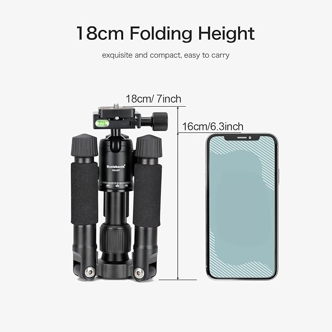Koolehaoda Mini Desktop Tripod, 20" Aluminum Portable Small Tripod with 360° Ball Head and Bag for DSLR Camera, Video Camcorder.Load up to 11lbs / 5kg - (Black)