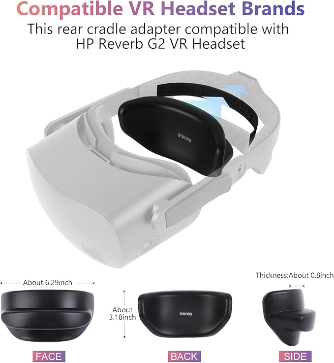 VR Head Rear Pad Replacement for HP Reverb G2 and Valve Index VR Headset Memory Foam Back Sponge Adjustable Portable Cradle Fit Small Head（Compatible with More Similar VR Headset）