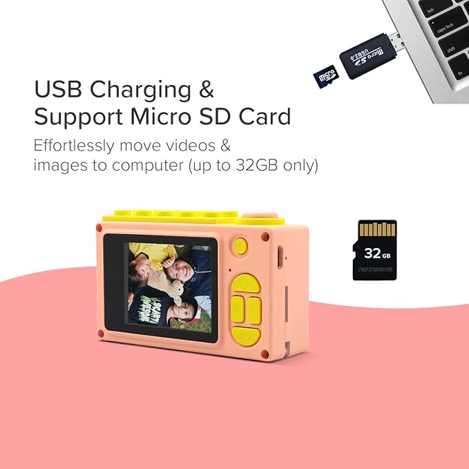 myFirst Camera 2 - Kids Action and Underwater Camera, 8MP 1080P HD Video, Toddler Digital Camera, Webcam, Tripod Mount, MicroSD Card, Neck Lanyard, Christmas or Birthday Gift for Kids 3-12 (Pink)