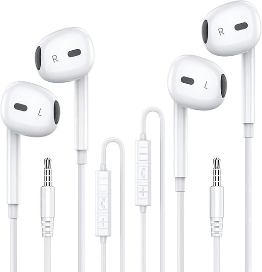 MOSWAG in Ear Headphones, Half in Ear Headphones with Mic Built in Volume Control Suitable for IPad, Android, MP3, Samsung Most 3.5mm Audio Devices