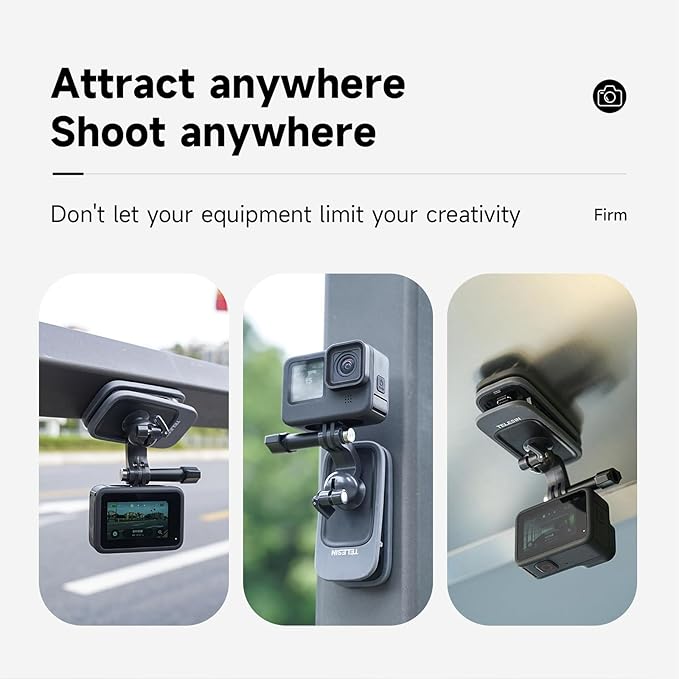 TELESIN Magnetic Mount, 360° Rotating Backpack Clip with Phone Holder for Go Pro iPhone Accessories for Hero 13 12 11 10 Akaso Insta360 X5 X4 X3 Ace Pro 2 DJI Action 5 Pro 4 3 Pocket 3 Bike Motorcycle