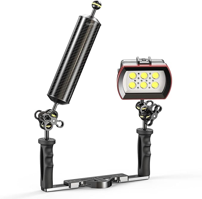 Seafrogs Carbon Fiber Underwater Float Arm, Dual Ball Lightweight Buoyancy Arm for Diving Tray, Video Light, and Strobe - Compatible with Underwater Photography and Videography Accessories(GA-8)