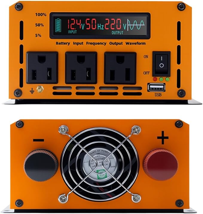 2000W Pure Sine Wave Power Inverter peak-4000 Watt,DC 12V to 110V,with 3xAC,USB Port,LCD Digital Display