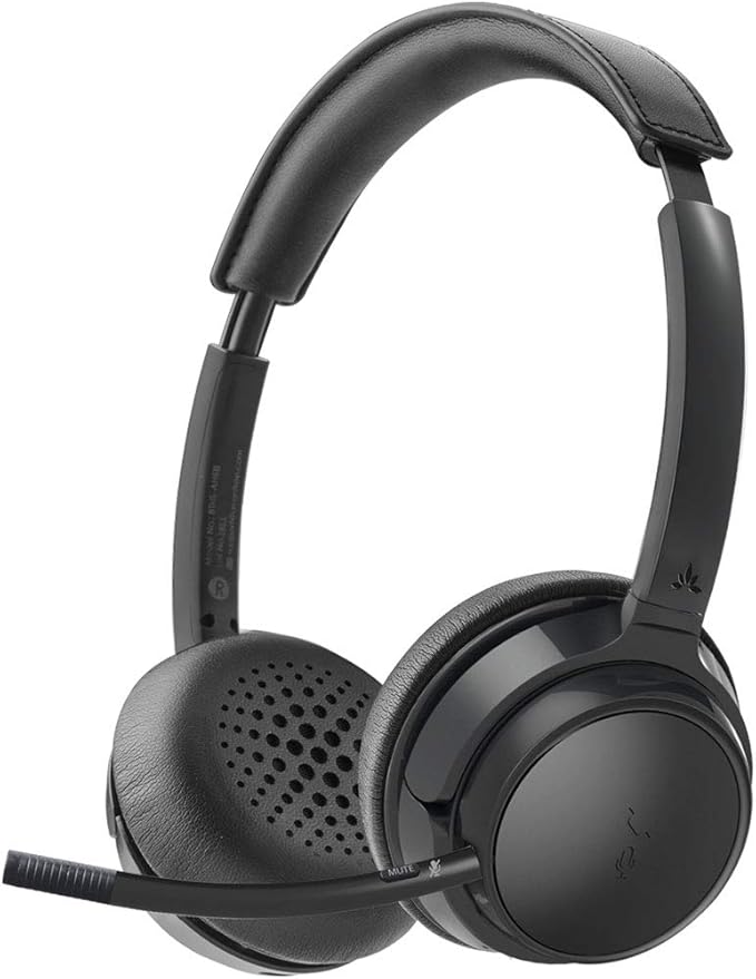 Avantree AH6B - Bluetooth On Ear Headphones with Detachable Mic for Work in Office or at Home, Premium Sound, 22 Hrs Playtime, Soft Padding, Lightweight, Wireless & Wired for Phone PC Laptop, Black