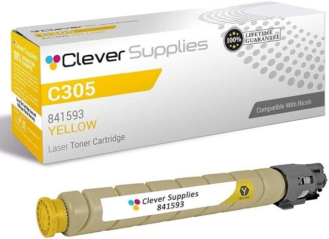 CS Replacement Toner Cartridge Compatible with Ricoh C305 841593 Yellow Color Laser Aficio MP C305 Aficio MP C305SPF Yellow