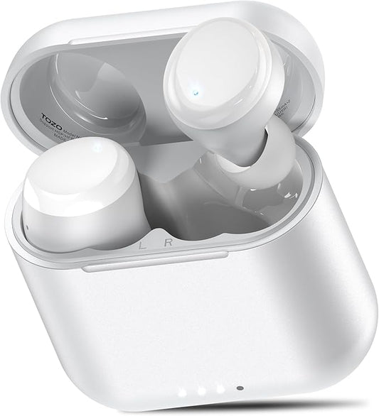 TOZO T6 Wireless Earbuds, IPX8 Waterproof Ear Buds, Stereo Bass Sound Bluetooth 5.3 Headphones in Ear, 50 Hours Playtime Earphones, Wireless Charging Case, Custom 32 EQ via APP
