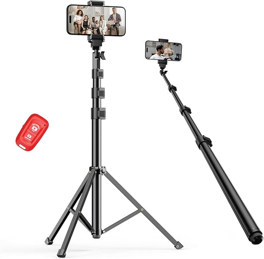 EMART 52’’ Cell Phone Tripod Stand for iPhone, Adjustable Floor Cellphone Tri Pod Holder with Remote, Portable Smartphone Compact Travel Selfie Stick for Video Recording Camera Ring Light Filming