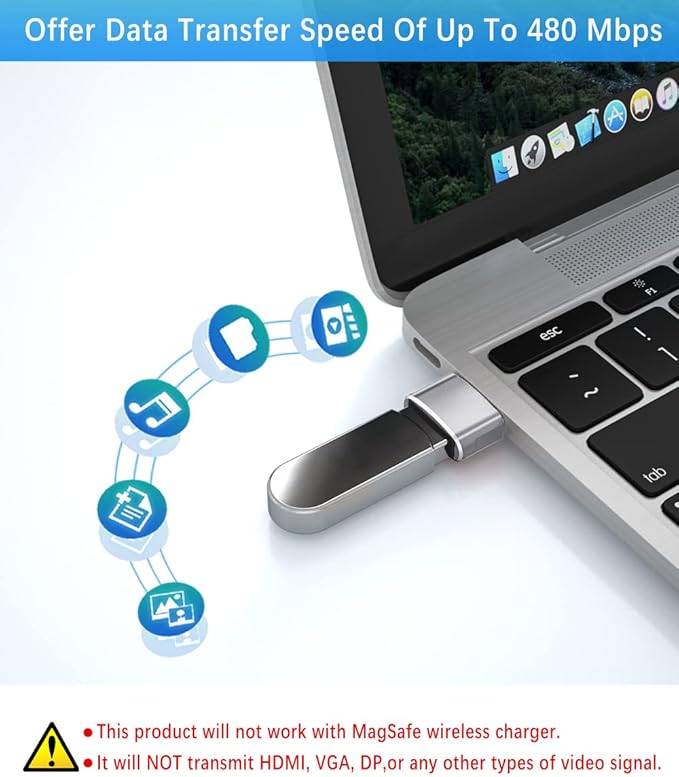 Basesailor USB to USB C Adapter with C Male to 3.0 Female Charger 4P,Thunderbolt 4 OTG Converter for MacBook,iWatch 9 10 11,iPhone 17 16 15 14 13 Plus Pro Max Mini,Galaxy S24 S23 S22,iPad Air,AirPods