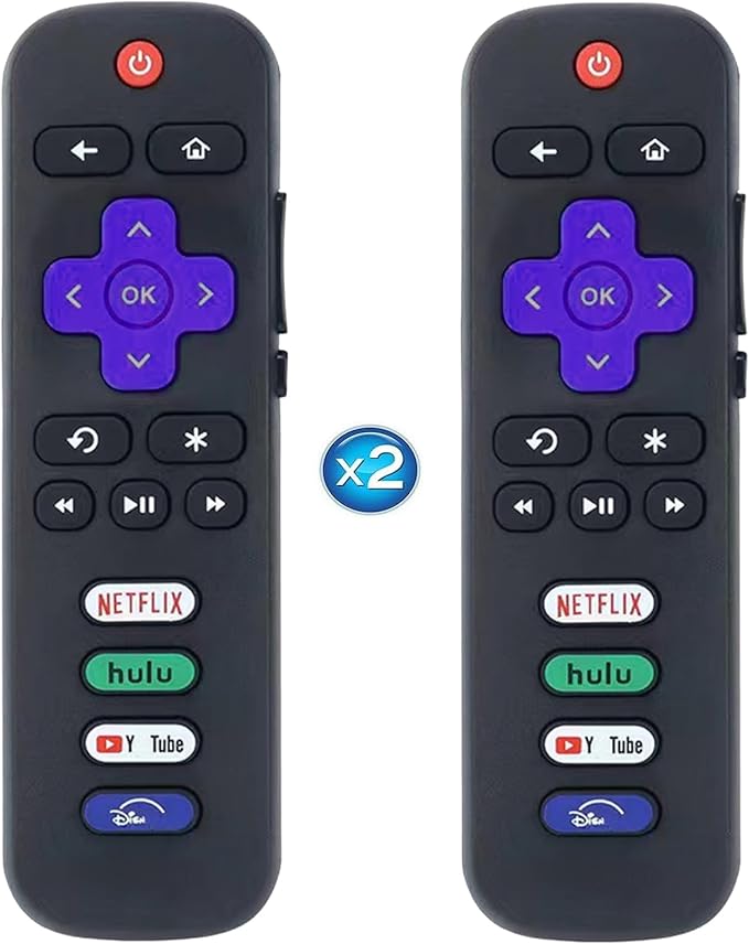 2 - Pack Replacement Remote Control for Roku - TV, Compatible with Roku Smart TV, Infrared Remotes for TCL/Hisense/Sharp/Philips/Onn/Element/Insignia Roku-TV (Not for Stick and Box or Speaker)