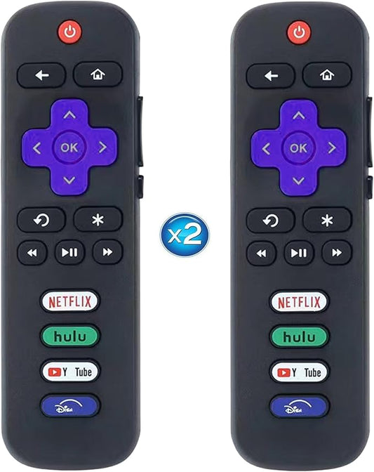 2 - Pack Replacement Remote Control for Roku - TV, Compatible with Roku Smart TV, Infrared Remotes for TCL/Hisense/Sharp/Philips/Onn/Element/Insignia Roku-TV (Not for Stick and Box or Speaker)