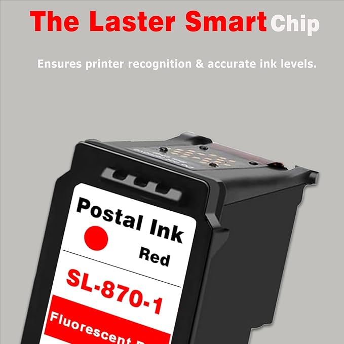 High-Capacity SL-870-1 XXL Fluorescent Red Ink Cartridges – 16ml 2 Pack, Compatible for SL870-1 (SL 870 1, SL8701) Replacement for PB N e w SendPro Mailstation (CSD1) Postage Machines, 2-Pack
