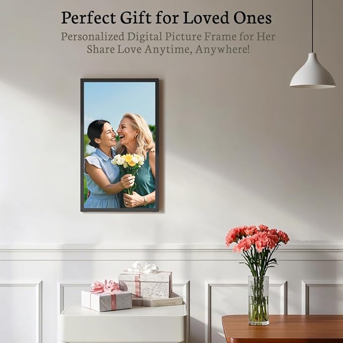 BSIMB Large Digital Picture Frame 21.5 Inch, Touchscreen 1920x1080 FHD WiFi Digital Photo Frame Electronic 32GB Remote Control, Share Pictures/Videos via App/USB/SD Easy Setup Gifts for Mom, Black