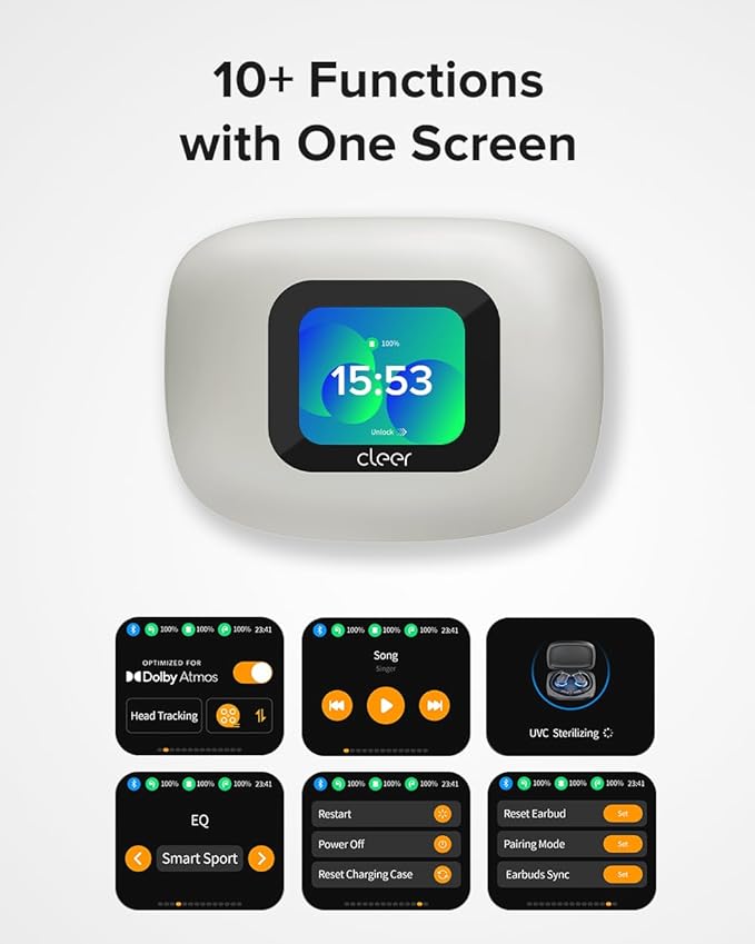 Cleer ARC 3 Open Ear Headphones - Dolby Audio, Snapdragon Sound True Wireless Earbuds, 50Hr Battery, Bluetooth 5.4, IPX 7, Multi-Point, Smart Controls, Light Grey