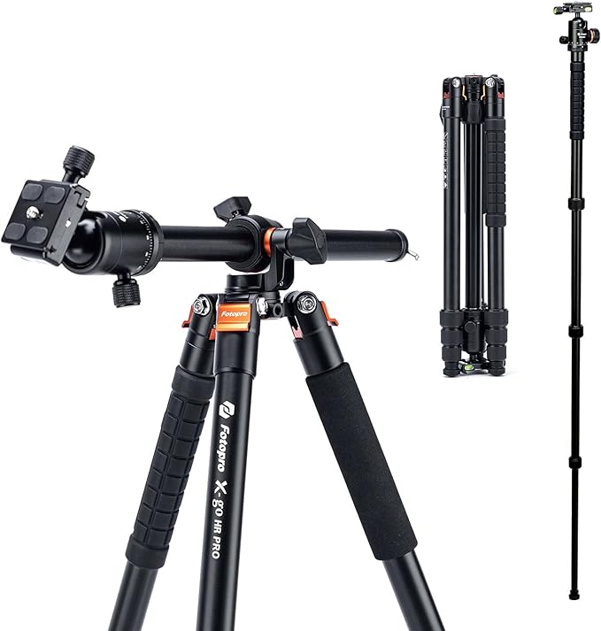 Fotopro 75 Inch Horizontal Camera Tripod Aluminum 360 Degree Ball Head Quick Release Plate DSLR Tripod for Travel Camera Video Camcorder