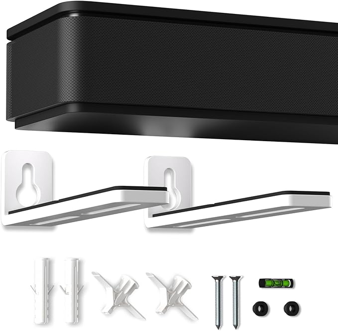 suptek Universal Soundbar Wall Mount Shelf – Wall Mount Bracket for Sony, Samsung, Vizio, LG, Sonos Sound Bars – Under TV Mounting, Space-Saving Design (SBR001GDLW)