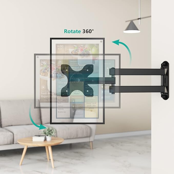 WALI Mount for Echo Show 21, Echo Show 15, Adjustable Wall Mounting Bracket with Heavy Duty 15” Extension Arm, Rotate Tilt Swivel for Echo Show 21, Echo Show 15, Holds up to 33lbs, Black