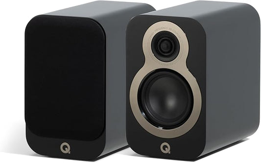 Q Acoustics 3010c Compact Bookshelf Speakers Pair Satin Black - 2-Way Reflex Enclosure Type, 4" Bass Driver, 0.9" Tweeter - Stereo Speakers/Passive Speakers for Home Theater Sound System