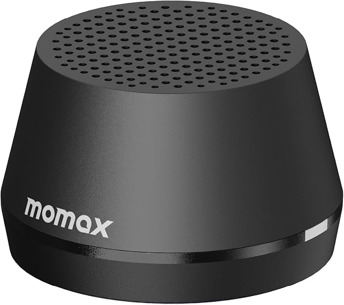 MOMAX Mini Portable Bluetooth Speaker - Magnetic Waterproof Speaker with Balanced Sound, 12H Playtime, Indoor Speaker True Wireless Stereo Pairing for Home, Bedroom, Bathroom, Gift Ideas, Black
