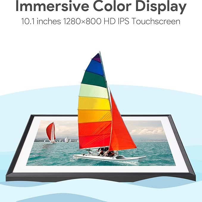 10.1'' Digital Picture Frame with 32GB Storage, Digital Photo Frame with 1280x800 IPS Touch Screen, Share Photos/Videos and Send Best Wishes via Free App