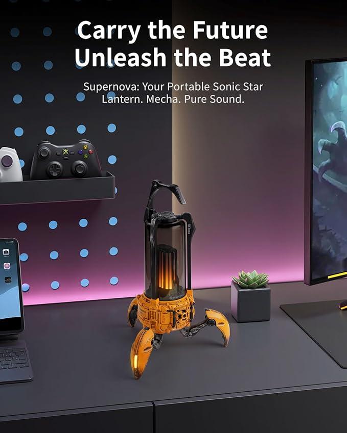 Gravastar Supernova Portable Bluetooth Speaker, LED Table Lamp Speaker, 9H Playtime, TWS Pairing, Wireless Speakers fo Party/Outdoor/Camping/Gifts