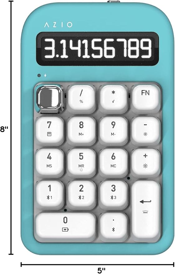 Azio IZO Wireless BT5 NumPad/Calculator, Pre-Lubed Red Switch, Mint Daisy (IN409), Small