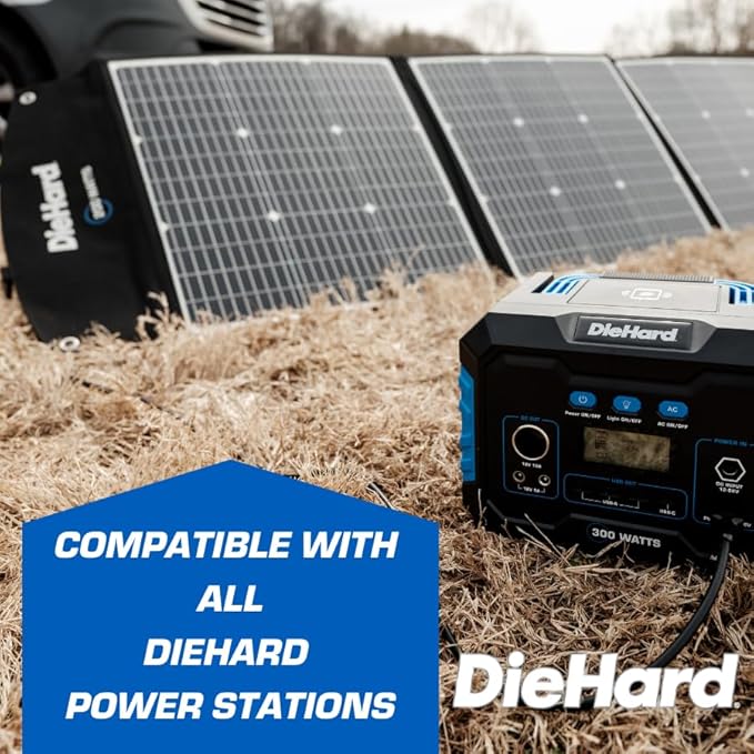 DieHard Solar Panel, 200-Watt, Foldable, Flexible, Lightweight, Portable - Designed for use with DieHard Portable Power Stations