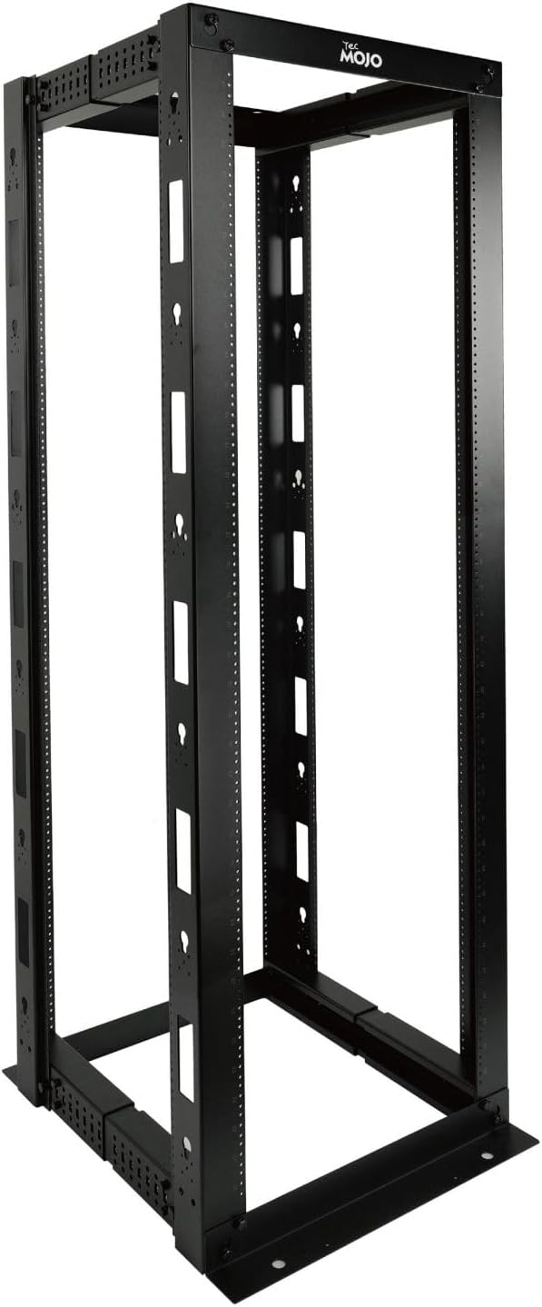 Tecmojo 38U 4-Post Open Frame Server Rack, Adjustable Depth 23.6 inch-39.3 inch – 19" Network, Server, AV, Data & IT Equipment, Telecom & Patch Panel Mount, 3450 lbs Capacity, Black,Tapped Holes