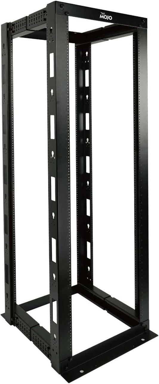Tecmojo 38U 4-Post Open Frame Server Rack, Adjustable Depth 23.6 inch-39.3 inch – 19" Network, Server, AV, Data & IT Equipment, Telecom & Patch Panel Mount, 3450 lbs Capacity, Black,Tapped Holes