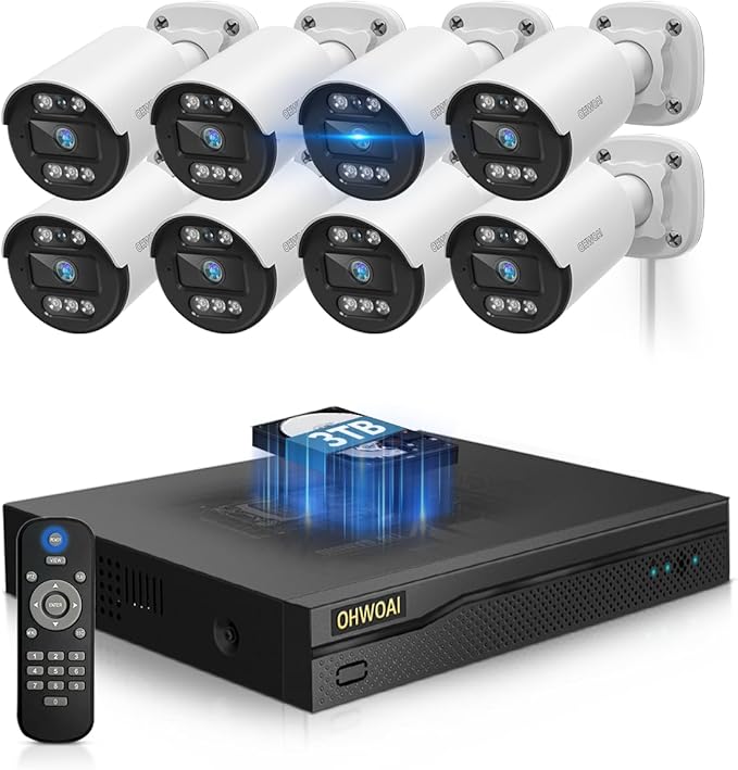 《5MP Super HD & 80ft IR Night Vision》Wired Security Camera System Outdoor, 5MP CCTV Cameras with AI Human Vehicle Detection, Home Video Surveillance DVR Kits