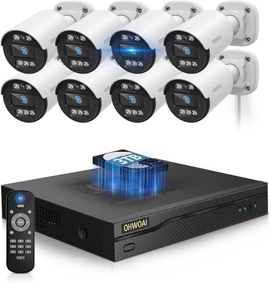 《5MP Super HD & 80ft IR Night Vision》Wired Security Camera System Outdoor, 5MP CCTV Cameras with AI Human Vehicle Detection, Home Video Surveillance DVR Kits
