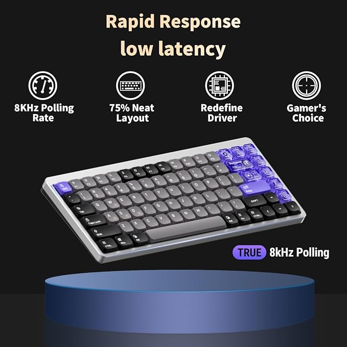 nuphy Air75 HE Rapid Trigger Wired Custom Magnetic Gaming Keyboard,RGB HotSwap, 84 Keys 75% Layout Adjustable Actuation Esports Low Profile Keyboard, Hall Effect Keyboard(Magnetic Jade Pro Switch)