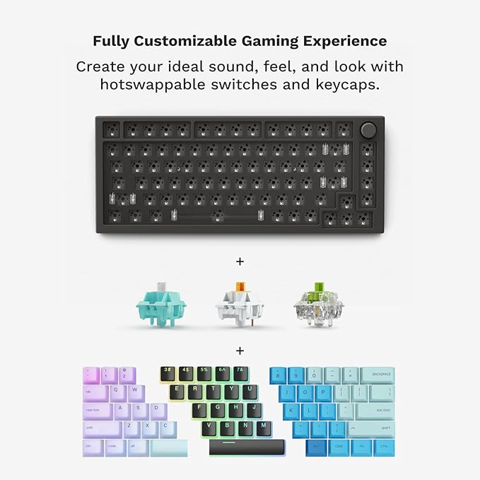 Glorious Gaming GMMK PRO 75% Barebones Black (Frame Only) - Modular Mechanical Gaming Keyboard, TKL Size (75%), 3.3lb Frame, RGB, Fully Customisable, 5-Pin Switch Support