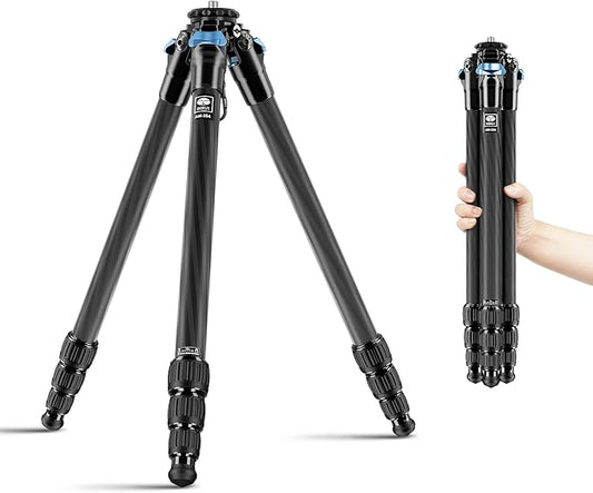 SIRUI 47.2" Carbon Fiber Tripod, Lightweight Compact Camera Tripod for Travel, 4-Section Legs, Twist Locks, Detachable Steel Spikes, Loads up to 26.5lbs/12kg