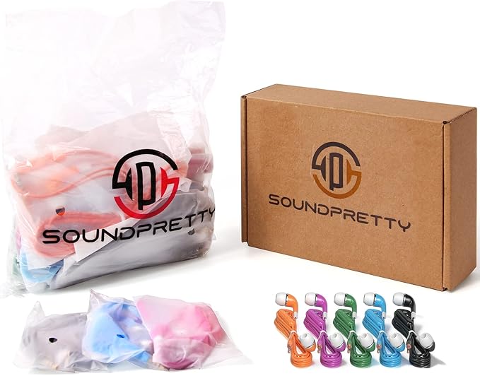 Bulk Earbuds with Microphone 10 Pack, Wired Earbuds Earphones Multicolor Headphones with mic for Kids for School for Classroom Students with 3.5mm Jack