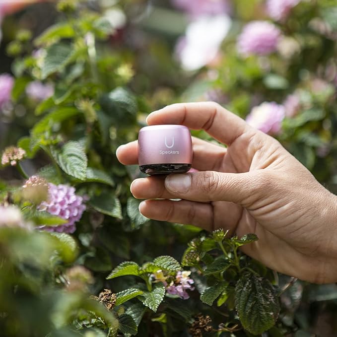 Fashionit U Micro Bluetooth Speaker | Coin-Sized Speakers Bluetooth Wireless with Built-in Mic & Remote Shutter | Portable Rich Sound for Travel, Shower, Beach | Pink