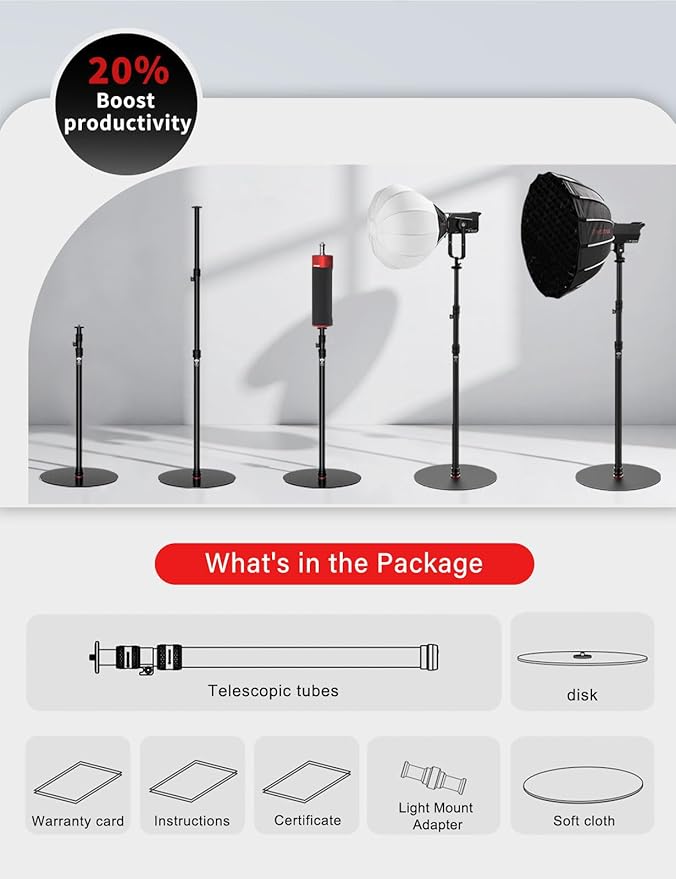 IFOOTAGE A400 Round Base Monopod, 79'' Aluminum Photography Light Stand Flat Base, Camera Tripod Stand for DSLR Camera, Light, Webcam, Live Streaming, Vlogging, Payload 10KG/22LBS (2 Pack)